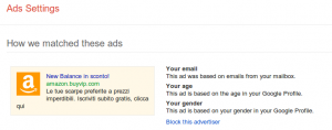 Gmail ads settings