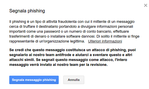 segnalazione phishing google